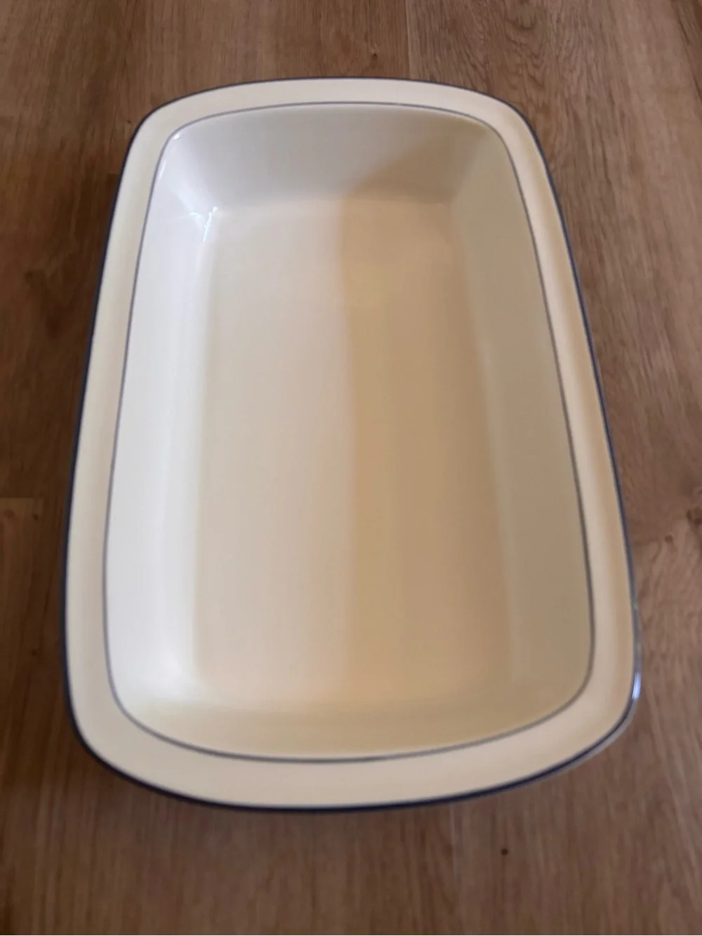 Lenox Cream Ceramic Serving Baker with Blue Rim and Floral Accent